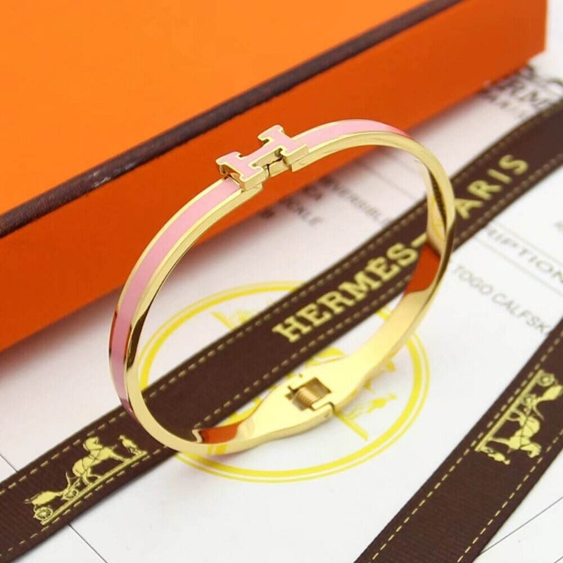 HB49 high quality 316L steel bracelet for women 18K gold plated jewelry H bangle