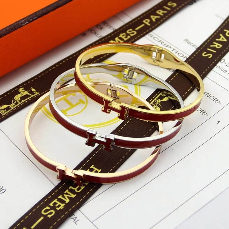 HB49 high quality 316L steel bracelet for women 18K gold plated jewelry H bangle