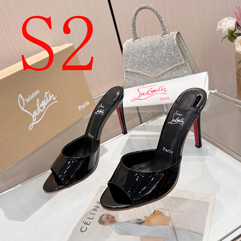 OCLS3 Real Leather 10CM Heel Slipper Women 35-43 Cowhide shoes With box