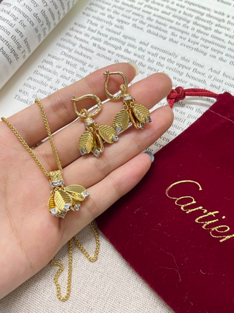 X709   Women's coffee bean necklace, earring set jewelry