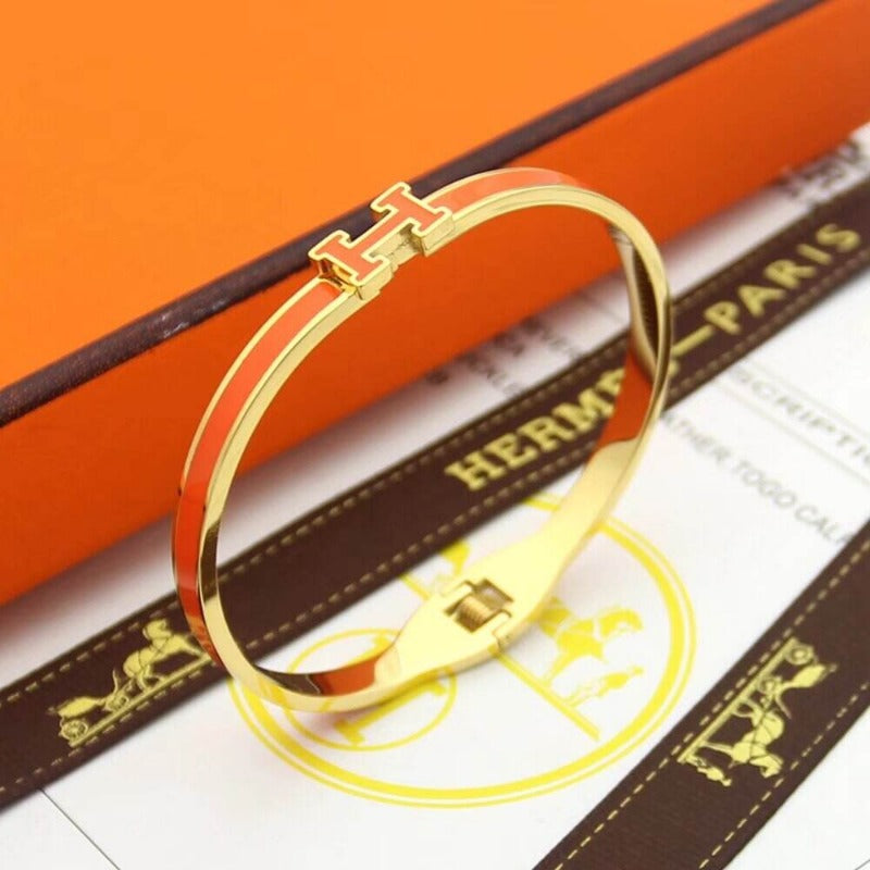 HB49 high quality 316L steel bracelet for women 18K gold plated jewelry H bangle