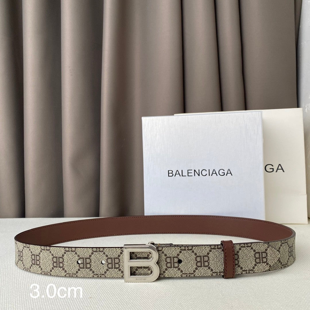 Dual Width 3.0&4.0CM Monogram Canvas Cowhide Belt Double BB Pin Buckle Designer Inspired Men Reversible Waist Belt