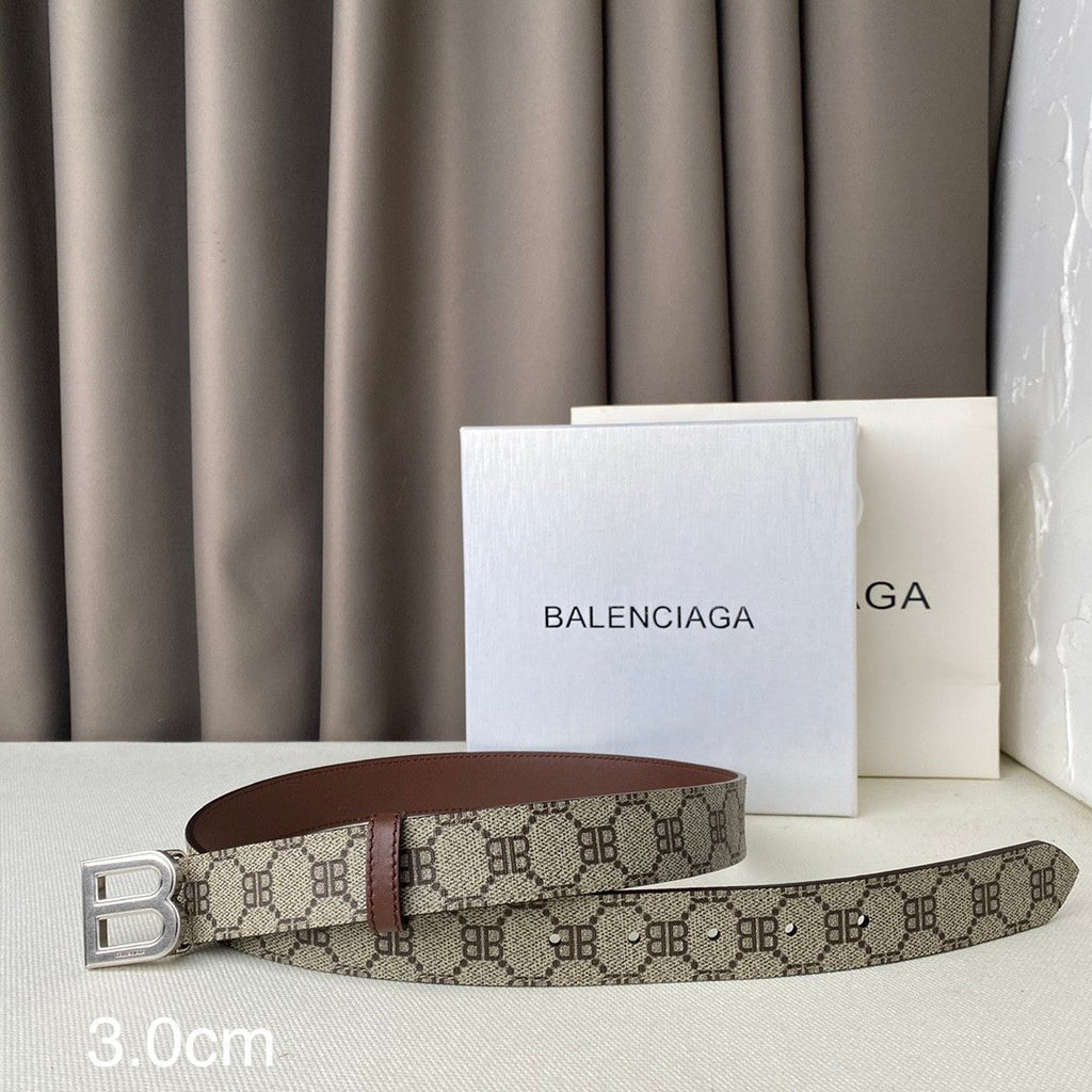 Dual Width 3.0&4.0CM Monogram Canvas Cowhide Belt Double BB Pin Buckle Designer Inspired Men Reversible Waist Belt