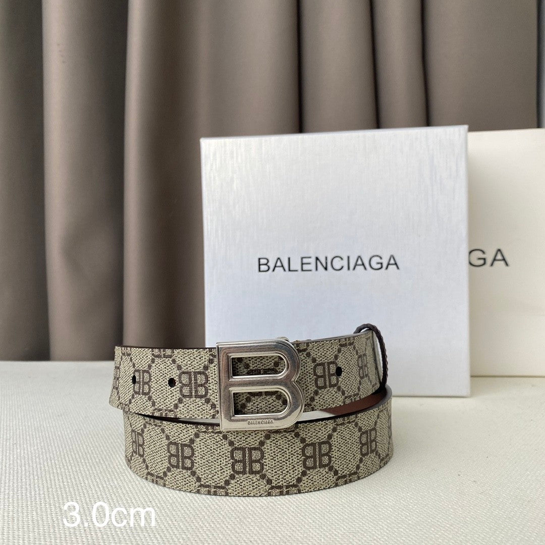 Dual Width 3.0&4.0CM Monogram Canvas Cowhide Belt Double BB Pin Buckle Designer Inspired Men Reversible Waist Belt