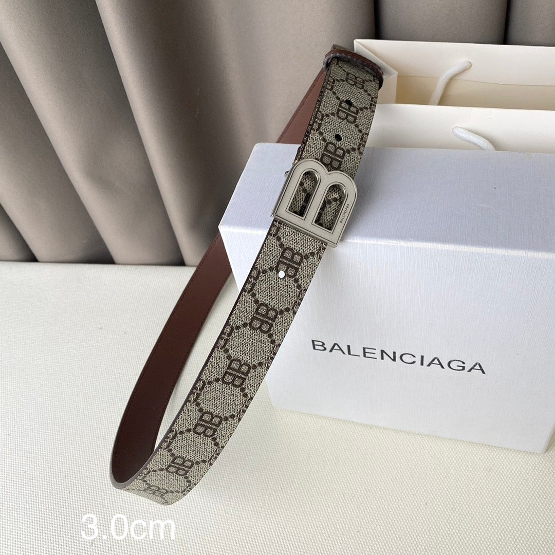 Dual Width 3.0&4.0CM Monogram Canvas Cowhide Belt Double BB Pin Buckle Designer Inspired Men Reversible Waist Belt