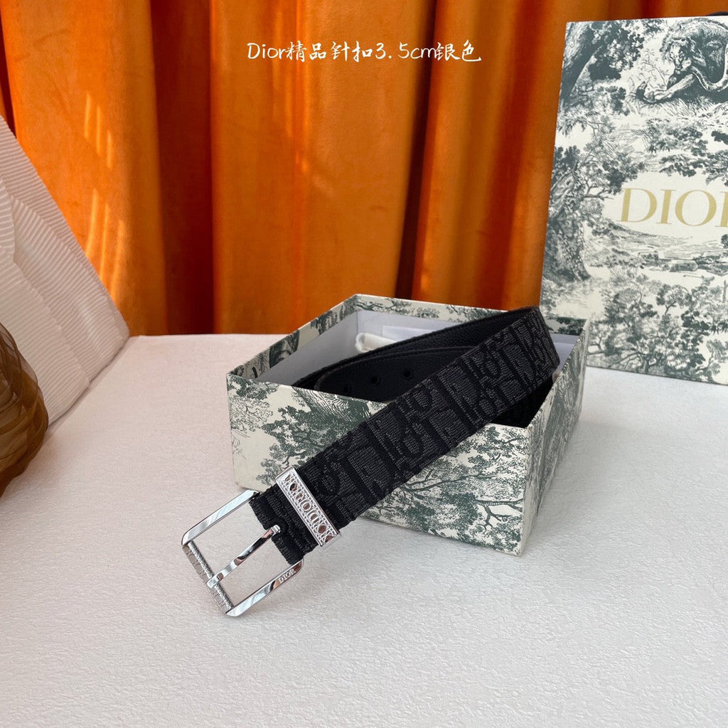 3.5CM Embroidered Letter Genuine Cowhide Men Belt Brass Engraved Buckle Designer Inspired Business Waist Belt