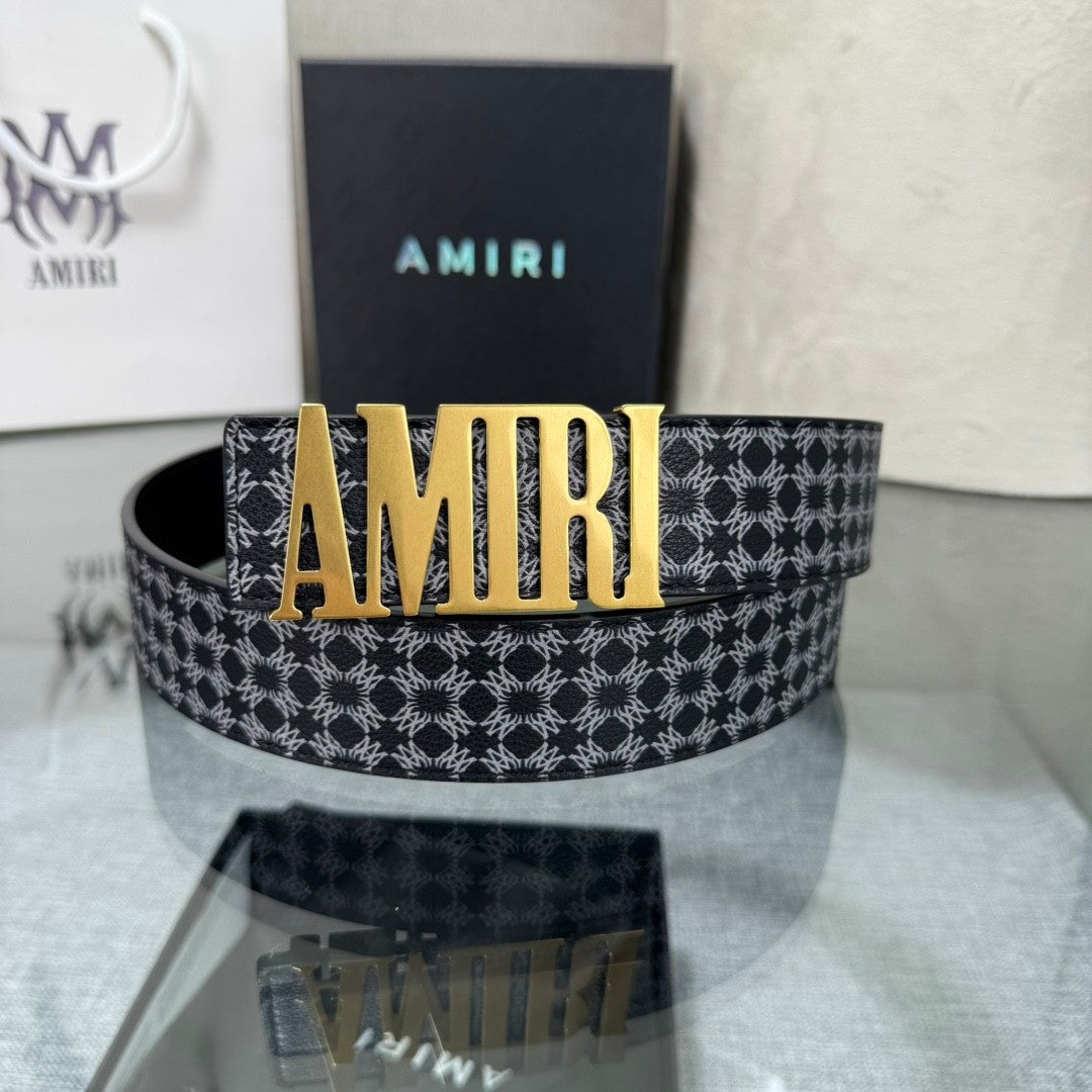 3.8cm Reversible Houndstooth Cowhide Belt | Designer Inspired Gold Steel Letter Buckle Men Street Waist Strap Gift For Him