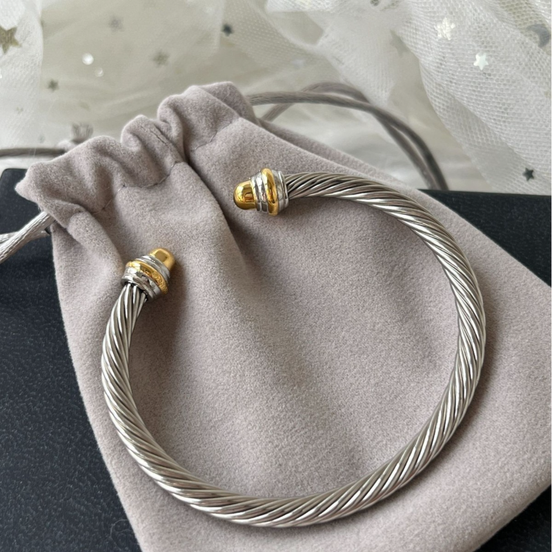 D Y European and American popular 5MM bracelet twisted wire open jewelry gold-plated cable bracelet