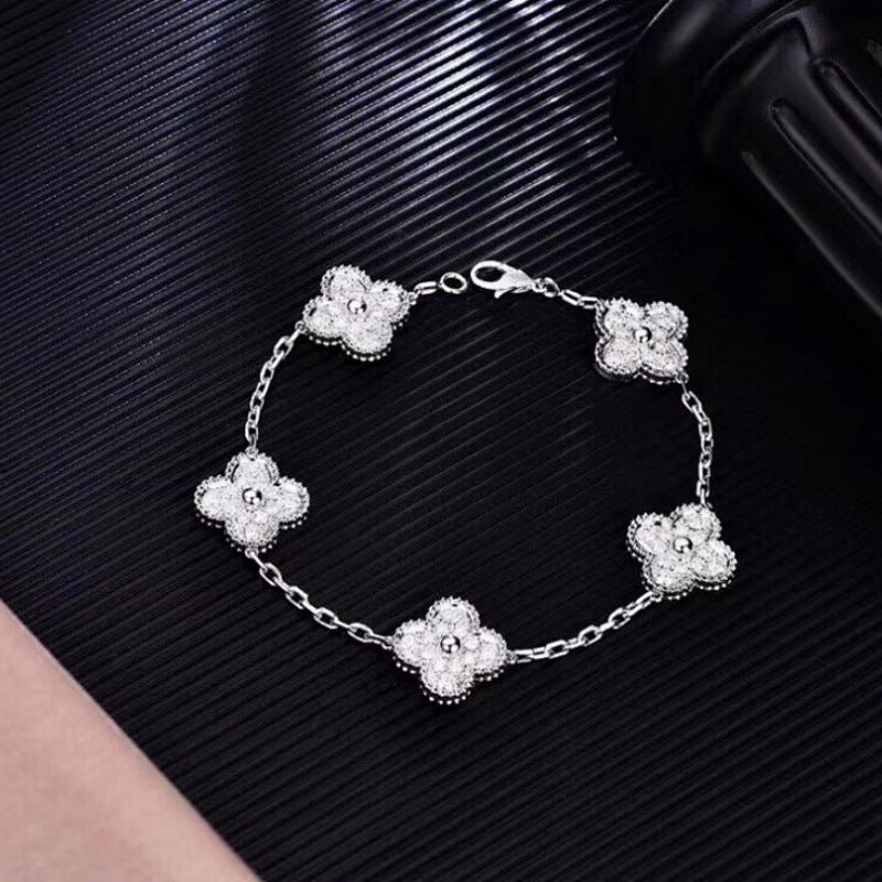 VAB56  Women's mini full diamond five flower bracelet jewelry