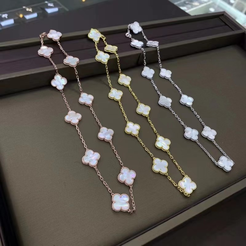 VAN100 High Version Clover Ten Flower Necklace Thick Plated 18K Necklace Jewelry