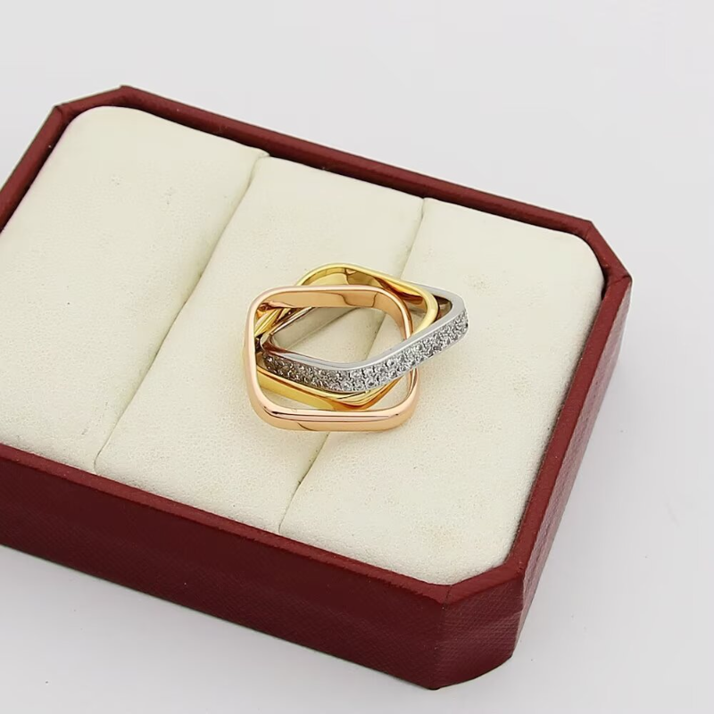 CAR60 Cater Classic Three Color Three Circle Ring 18K gold plated ring for lover gift jewelry