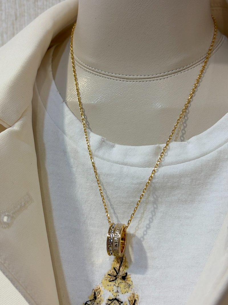 DIN51  Women's enamel square diamond letter necklace jewelry