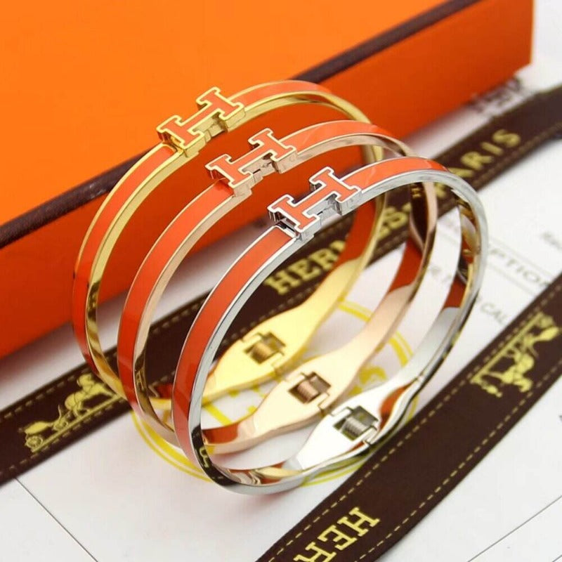 HB49 high quality 316L steel bracelet for women 18K gold plated jewelry H bangle