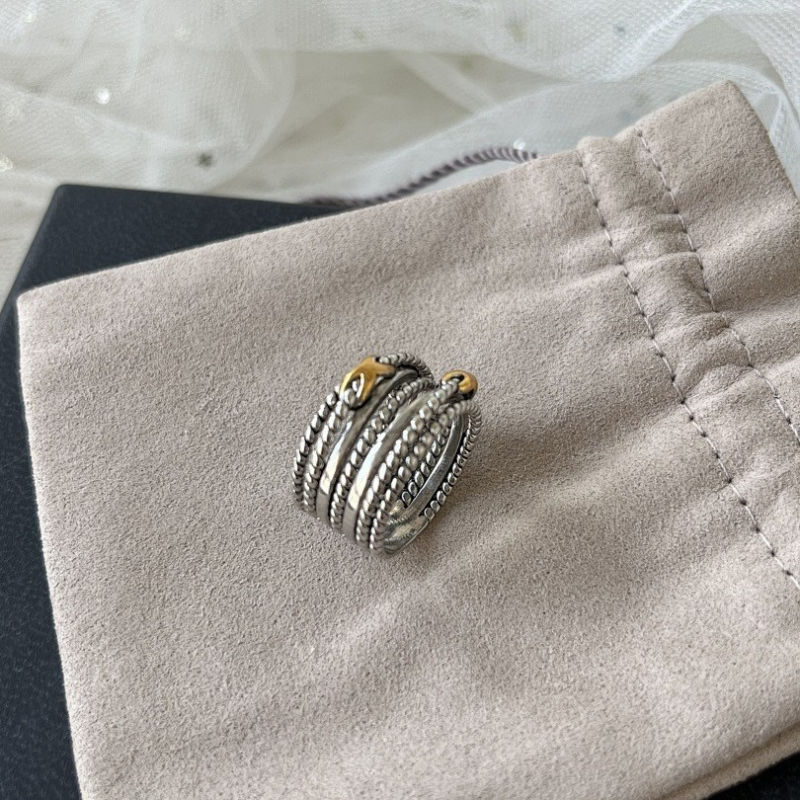 DY DR14 Simple Multi Layer Twisted Wire Ring, Copper Plated Jewelry