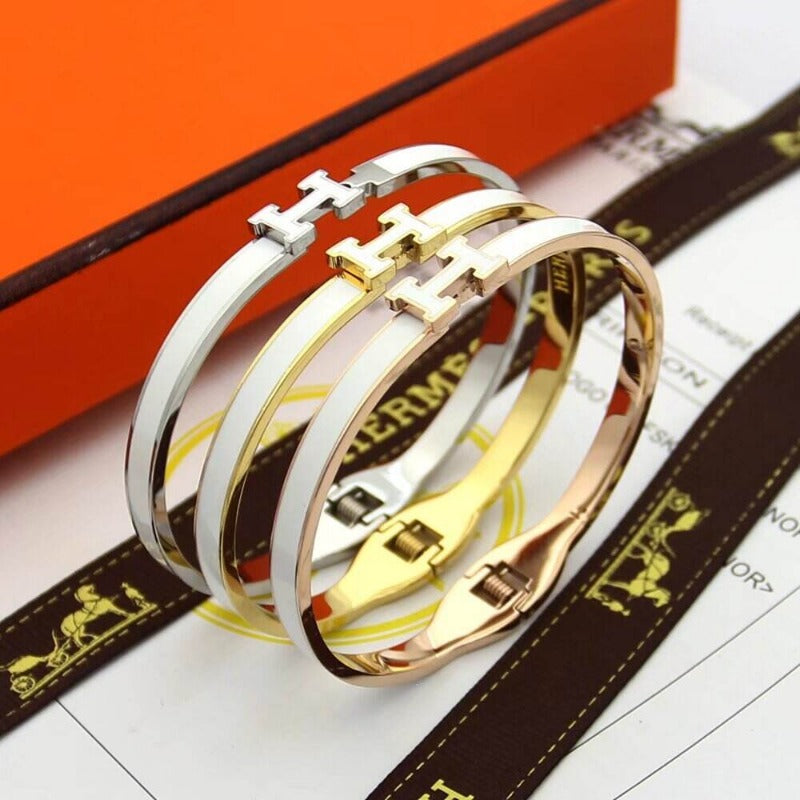 HB49 high quality 316L steel bracelet for women 18K gold plated jewelry H bangle