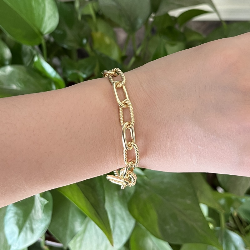 DY DB82 color blocked chain bracelet, popular  twisted wire copper gold-plated bracelet jewelry