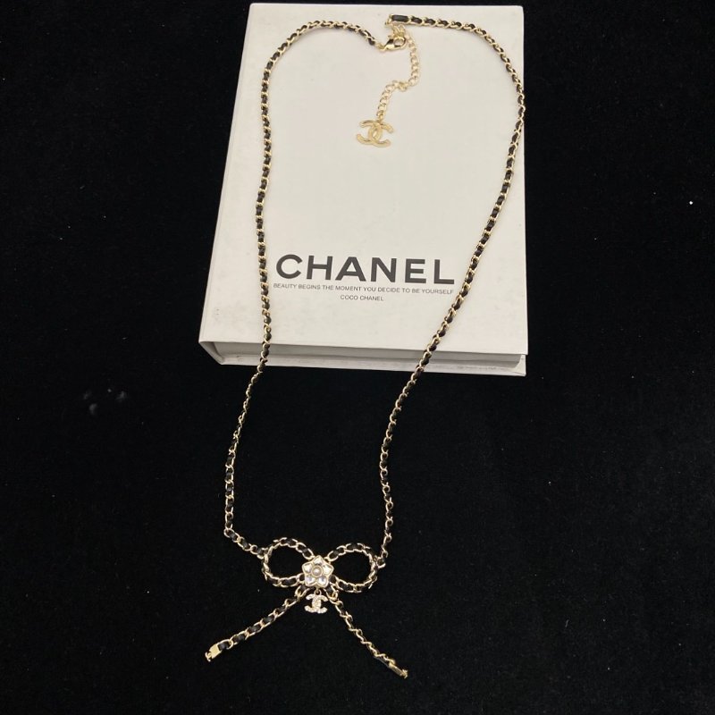 CHN119  Women's new gold double C leather chain bow waist chain/sweater chain jewelry