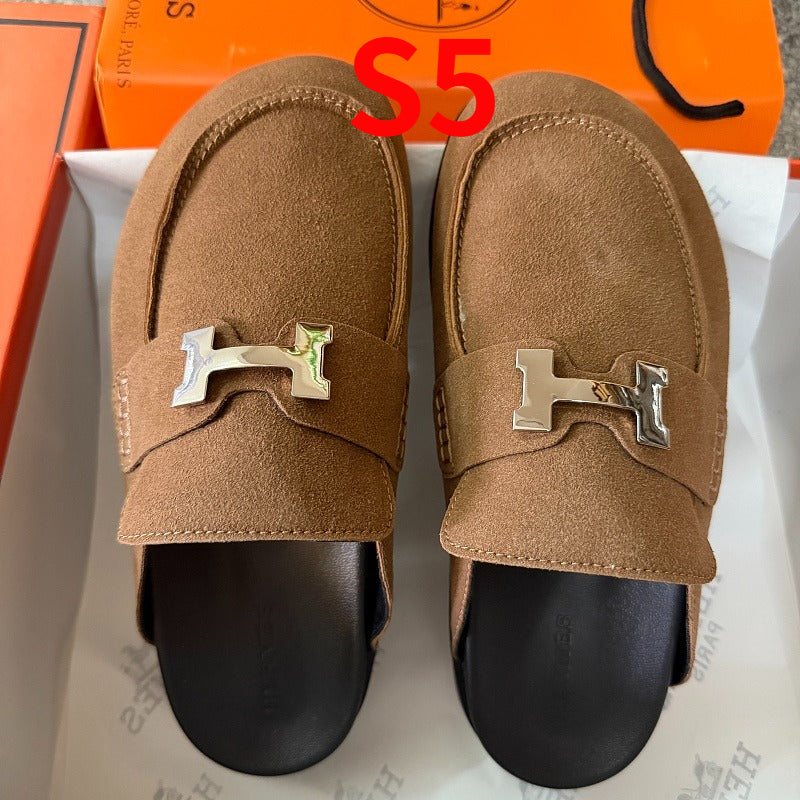 MJHS19 Leather Women Slipper Size 35-41 Shoes with box