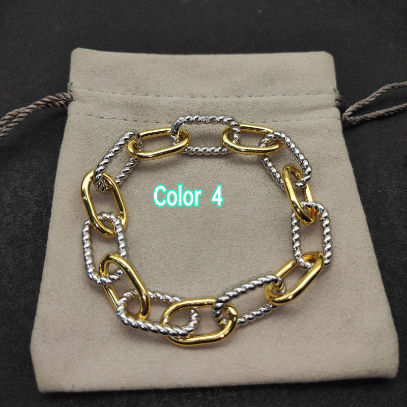 DY DB82 color blocked chain bracelet, popular  twisted wire copper gold-plated bracelet jewelry