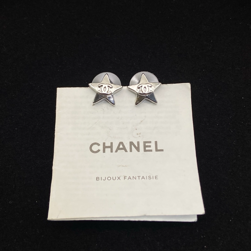 CHE82  Women's new shiny five pointed star double C earring jewelry
