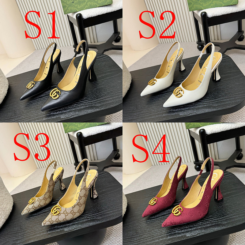 SHGS9 Leather 8.5CM Heel Women 35-42 shoes With box