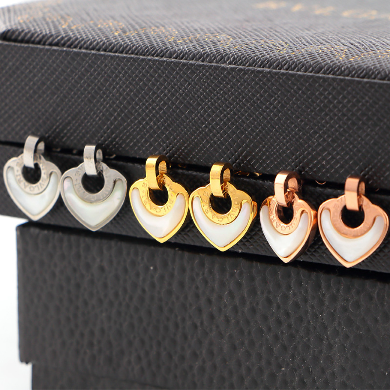 BVE4 heart-shaped titanium steel earrings jewelry