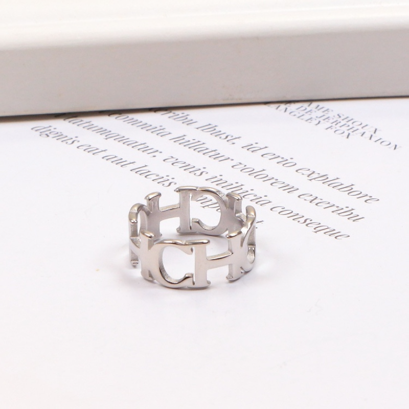 CHR37 Stainless steel large C letter ring women's jewelry