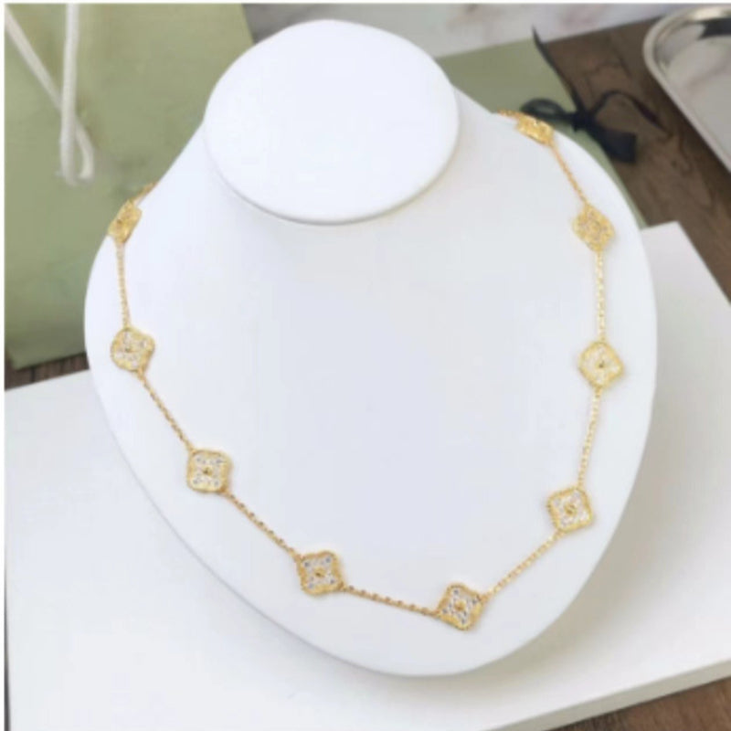 VAN100 High Version Clover Ten Flower Necklace Thick Plated 18K Necklace Jewelry