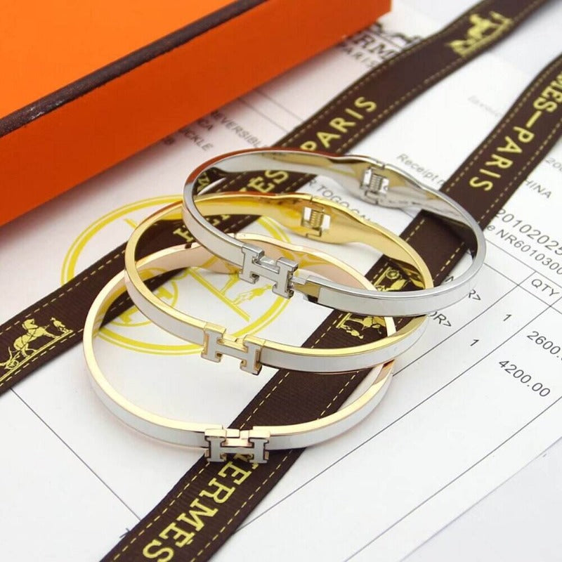 HB49 high quality 316L steel bracelet for women 18K gold plated jewelry H bangle