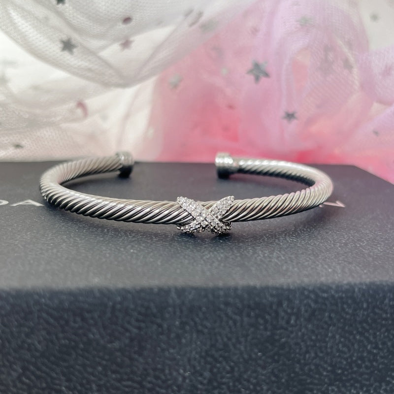 DY DB79  Popular 4M single twisted wire X opening color separated bracelet jewelry