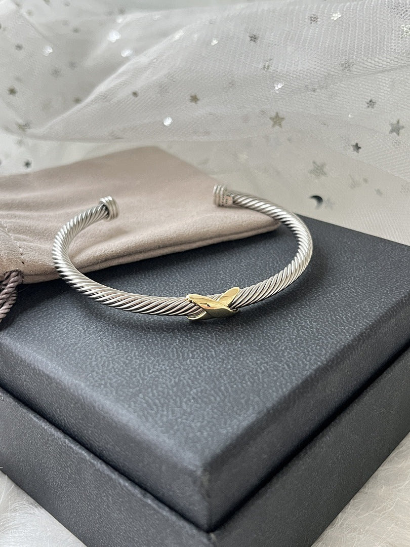 DY DB79  Popular 4M single twisted wire X opening color separated bracelet jewelry