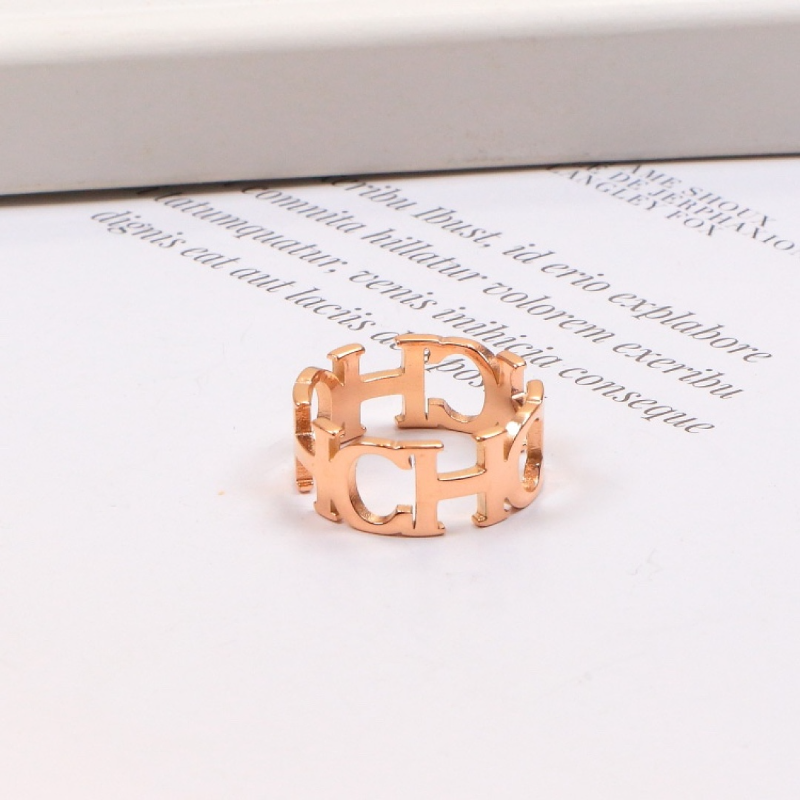 CHR37 Stainless steel large C letter ring women's jewelry