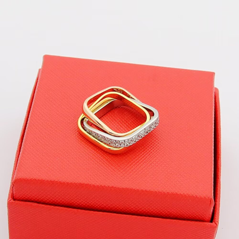 CAR60 Cater Classic Three Color Three Circle Ring 18K gold plated ring for lover gift jewelry