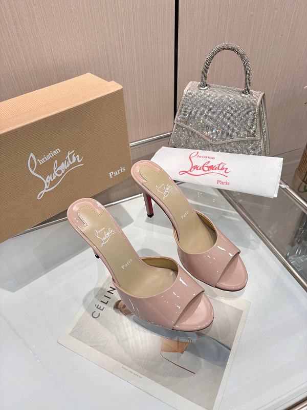 OCLS3 Real Leather 10CM Heel Slipper Women 35-43 Cowhide shoes With box