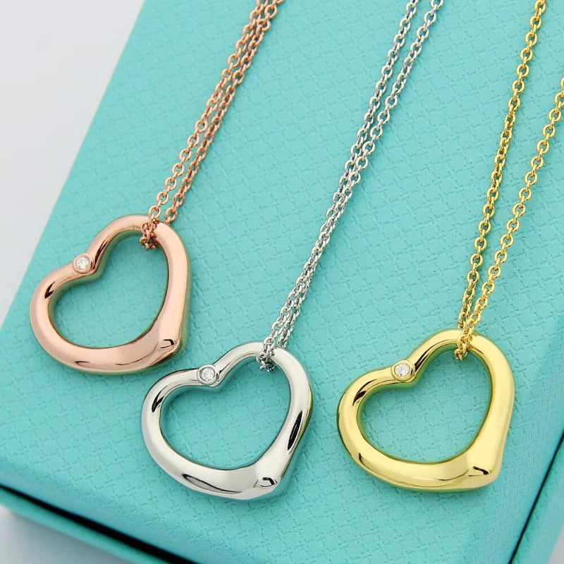 TN024  Women's heart-shaped stainless steel necklace jewelry