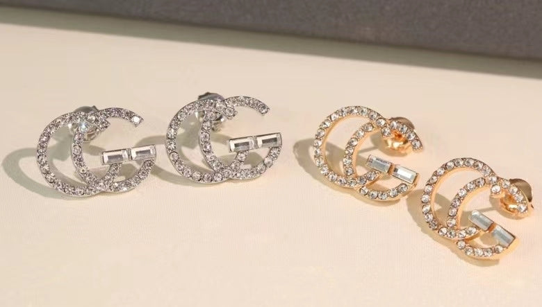 GE104  classic logo earrings with diamonds, simple and versatile