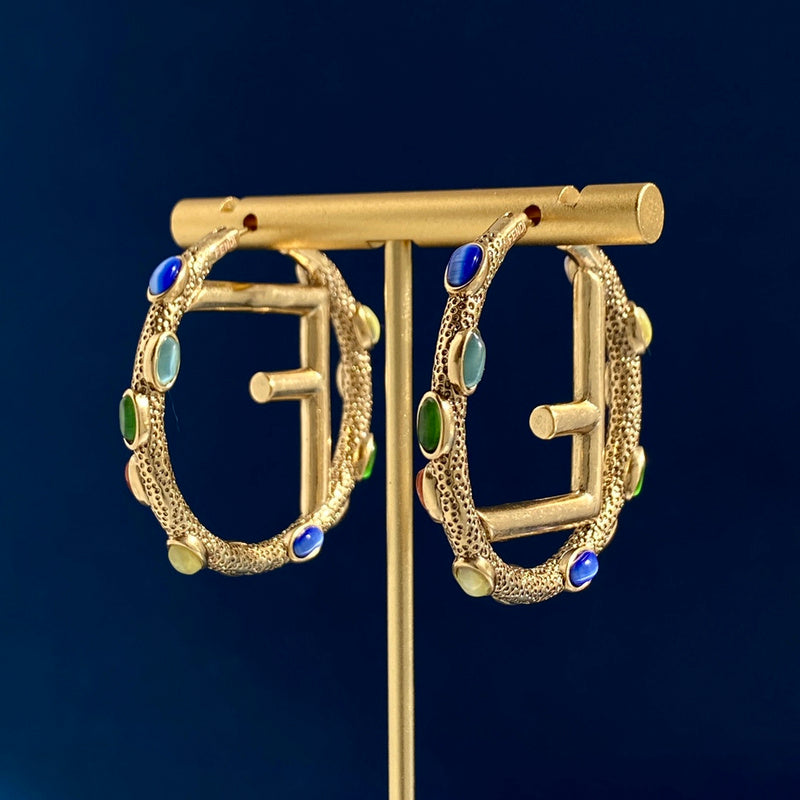 FE11 Fashion New Style Earring Jewelry Brass Material Gold-Plating 4.3CM