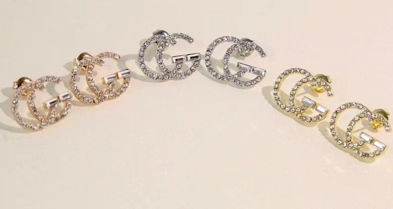 GE104  classic logo earrings with diamonds, simple and versatile