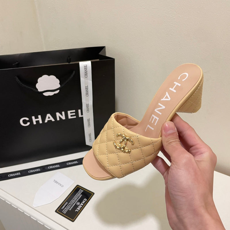 MCS54 Leather slippers Women Heel 6CM shoes 35-41 With box