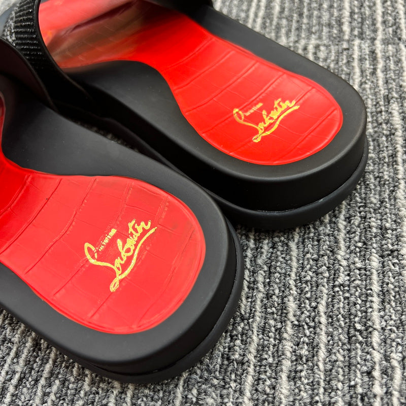 YCL10 Women Christian Louboutin Red Sole Rhinestone Leather Slippers High Quality With Box