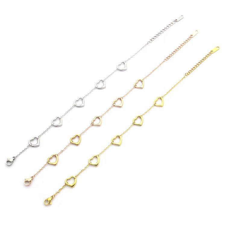 TB01  Peach Heart Gold Plated Bracelet Jewelry