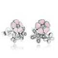 PDE091 pandora 925 Sterling Silver Earrings 1:1 Quality Butterfly flower earring