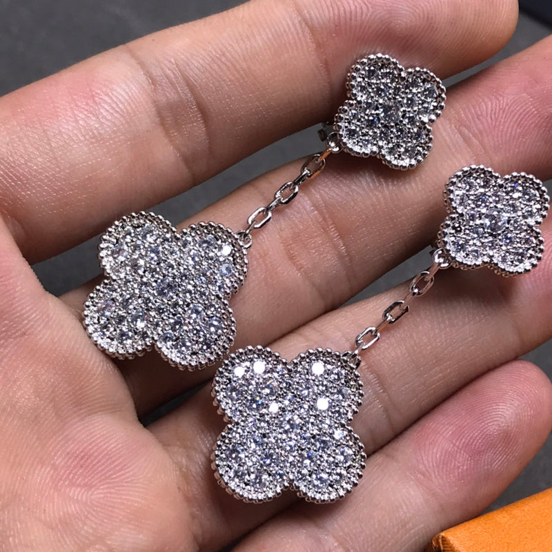 AVSE6  New two flowers full of diamond jewelry