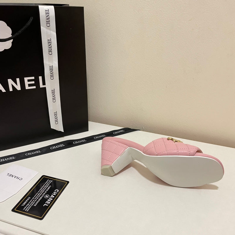 MCS54 Leather slippers Women Heel 6CM shoes 35-41 With box