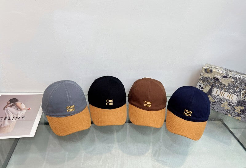 MIH16 New autumn and winter contrasting corduroy smoking baseball cap Hat