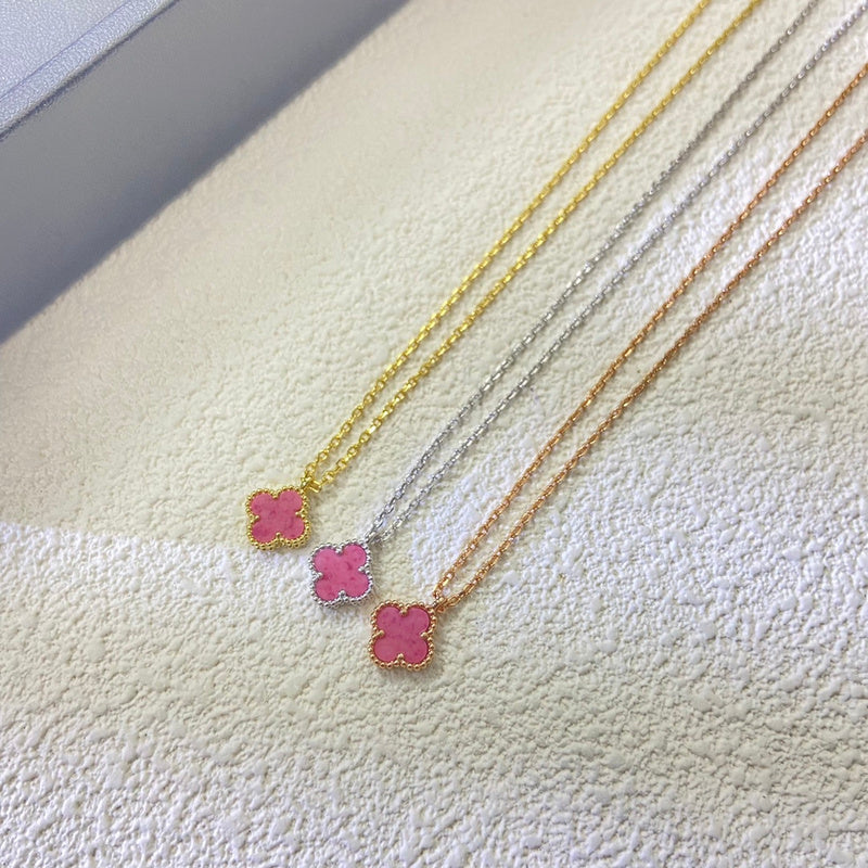 AVSN1  New mini Rose Pink four-leaf Clover necklace jewelry
