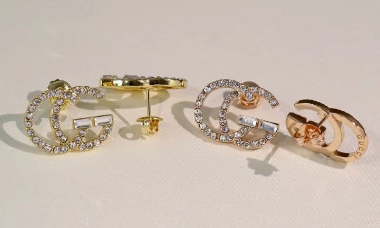 GE104  classic logo earrings with diamonds, simple and versatile