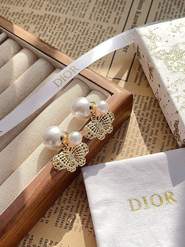 A1071  Women's butterfly pearl earring jewelry