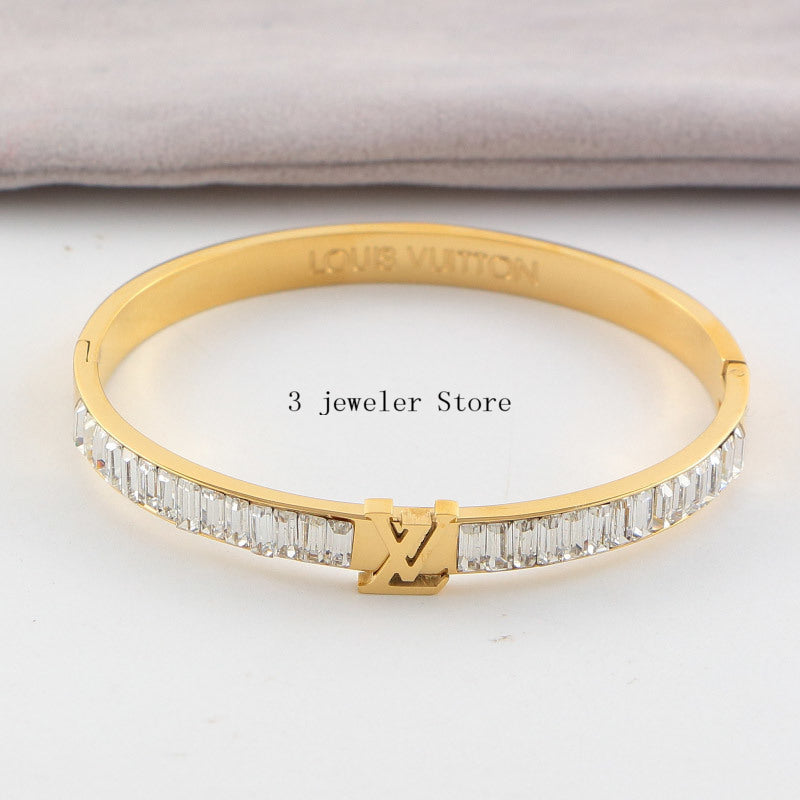 LVB74   316L steel and crystal with 18K gold plated   Jewelry