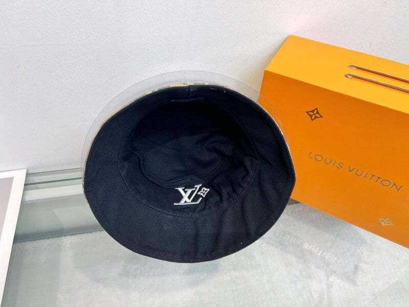 LVH68 New trendy men's and women's double-sided fisherman hat with brown front and black back Hat